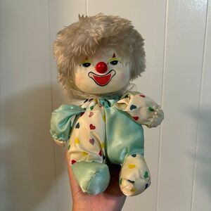 Vintage 1986 Potter Musical Wind Up Clown Doll Moving Head Plays hat is DIRTY